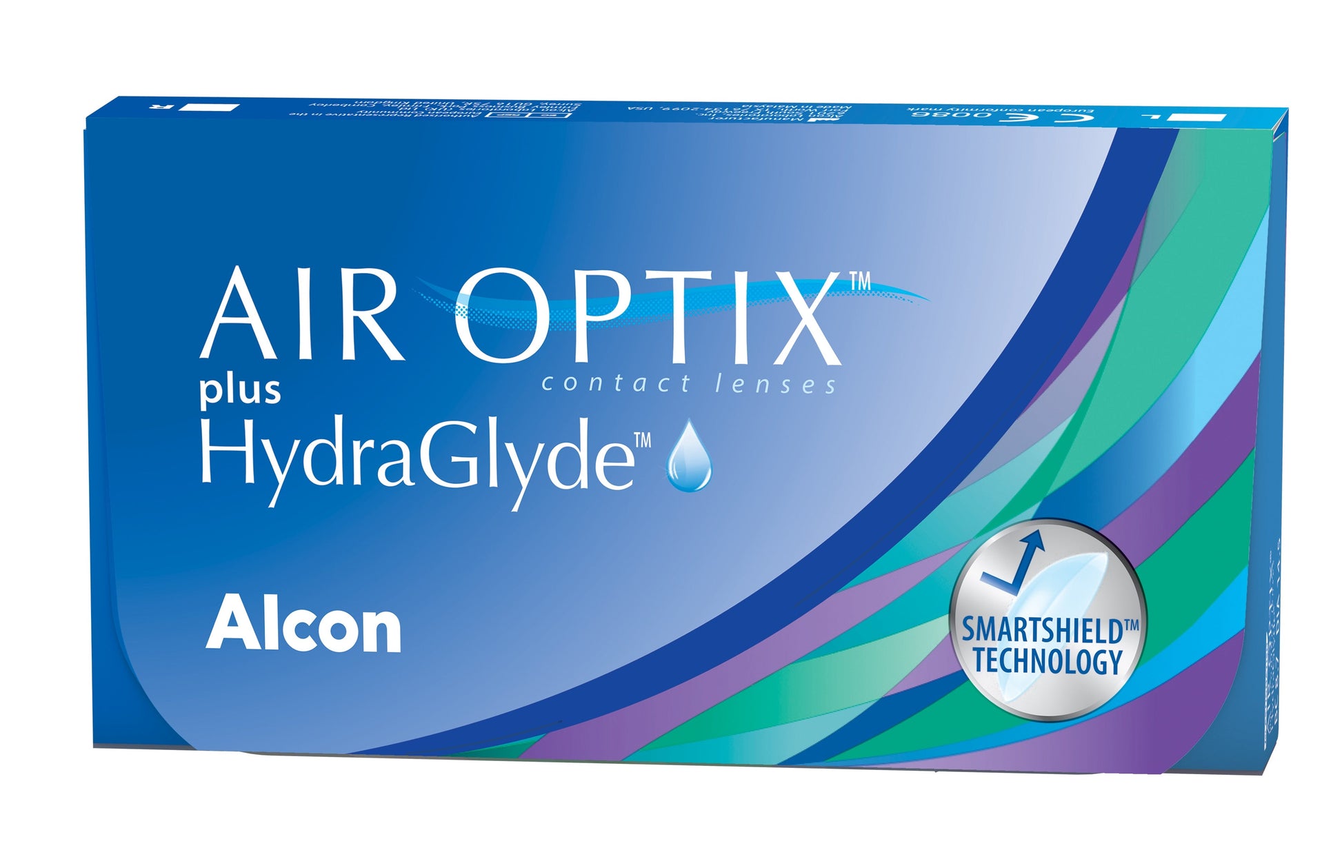 Caja de lentes de contacto AIR OPTIX plus HydraGlyde monofocal de Alcon, reemplazo mensual con tecnología SmartShield