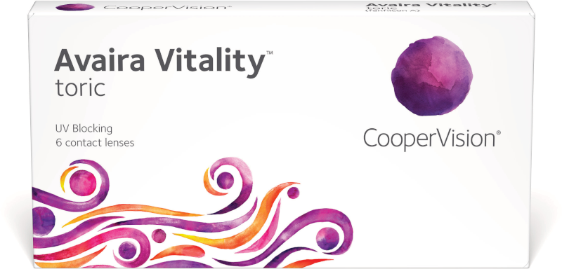 Caja de lentes de contacto Avaira Vitality tóricos para astigmatismo de CooperVision, presentación por 6 lentes