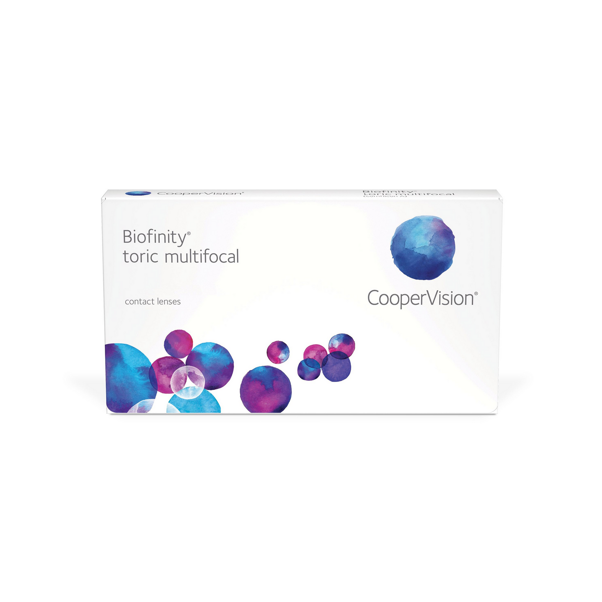 Caja de lentes de contacto Biofinity tórico multifocal de CooperVision para astigmatismo y presbicia
